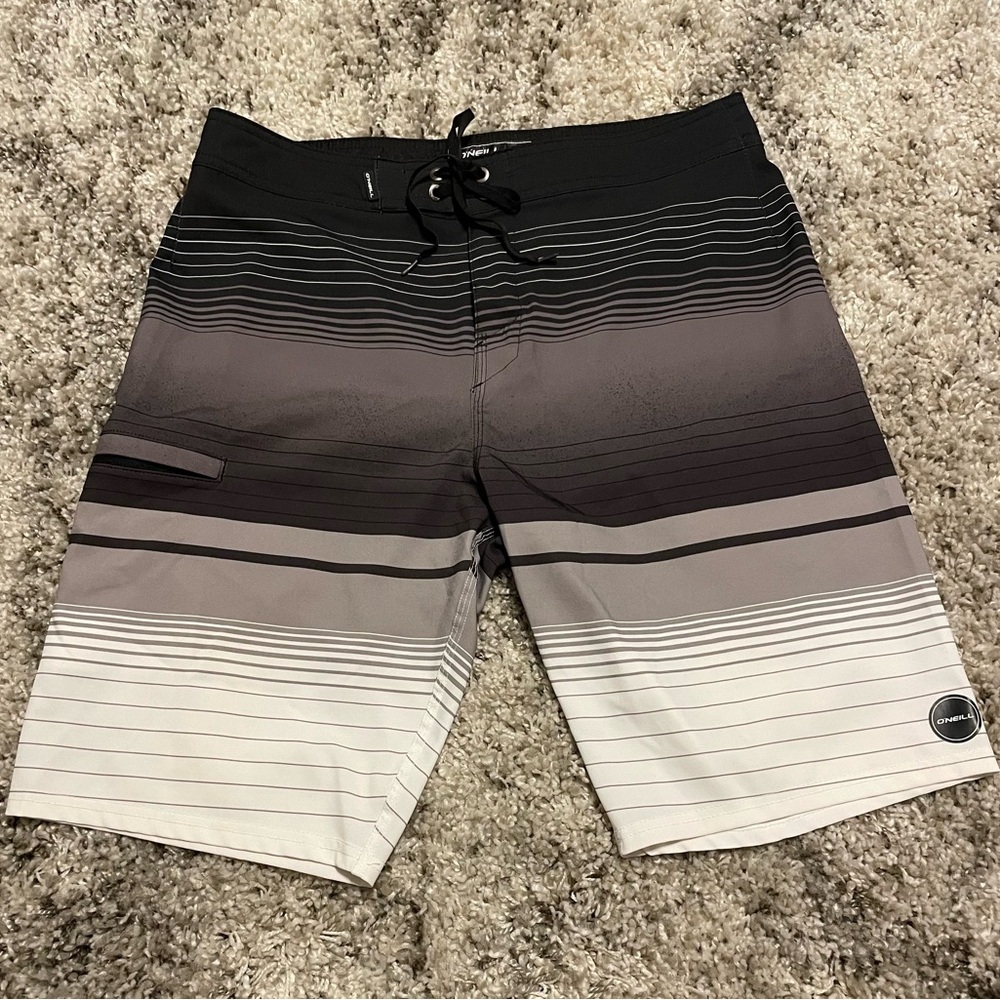 O'Neill Black and Gray‎ Striped Board Shorts